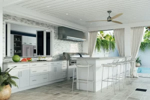 Patio Bar with custom cabinets and built in grill