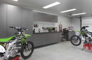 Custom Pewter cabinets with black countertops