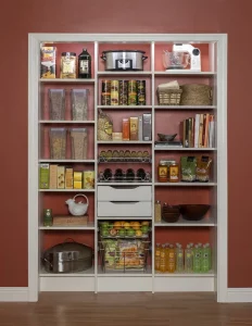 Reach In kitchen pantry with custom storage system