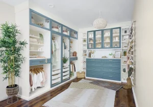 Walk in closet with Drawers and rods to hang clothes