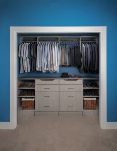 closet organizer with cabinets for folded clothes