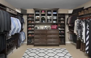 The inside of a well organized custom closet.
